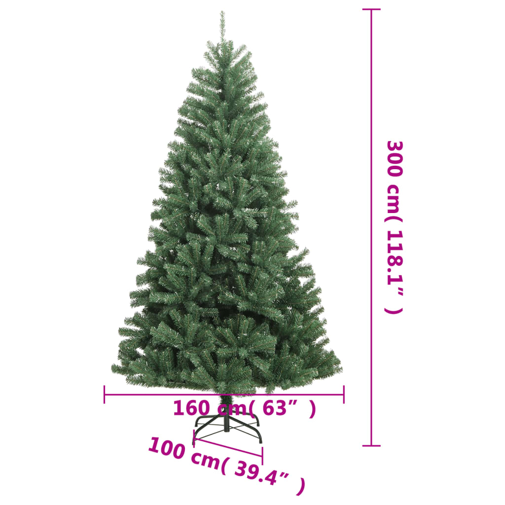 Albero di Natale Artificiale Incernierato con Base Verde 300 cm