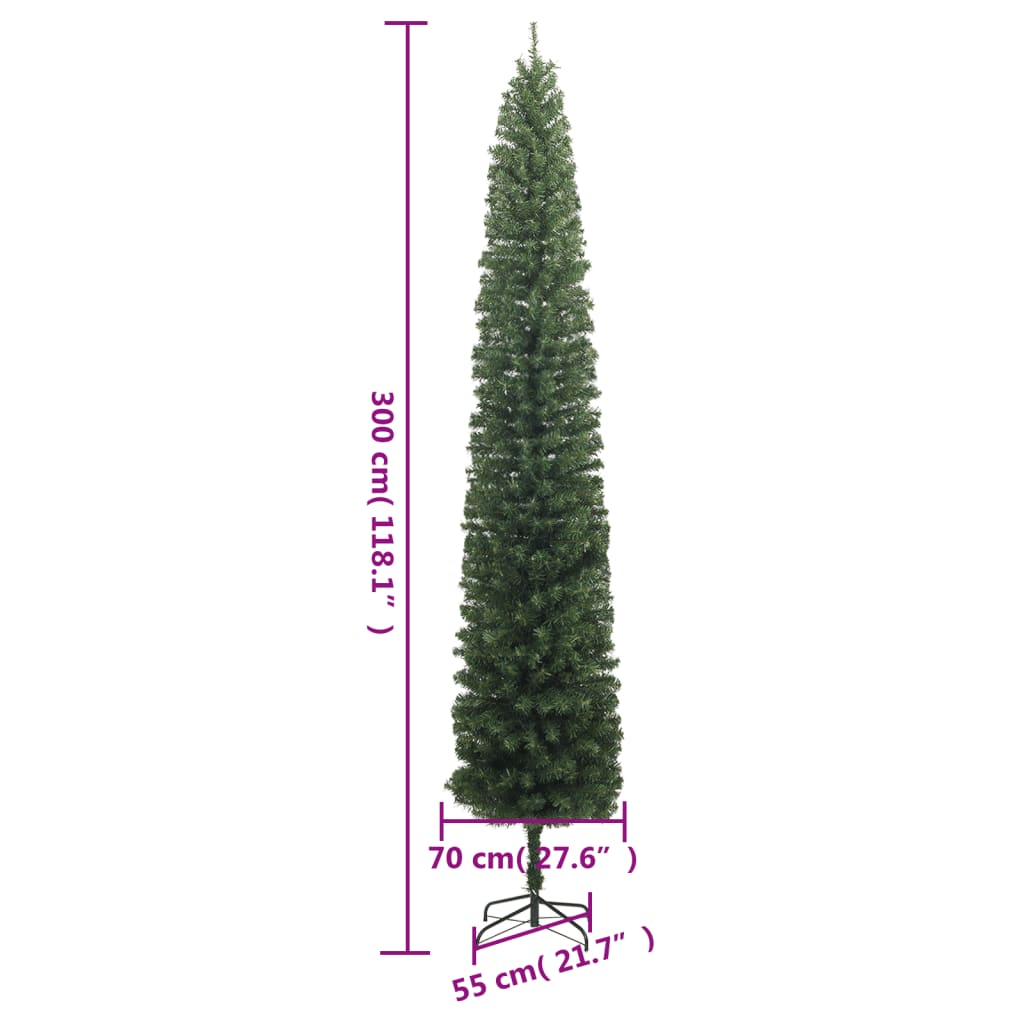 Albero di Natale Sottile con Base 300 cm in PVC
