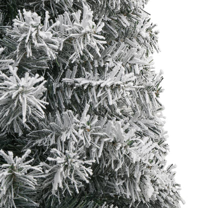 Albero di Natale Sottile con Base e Neve Floccata 300 cm PVC