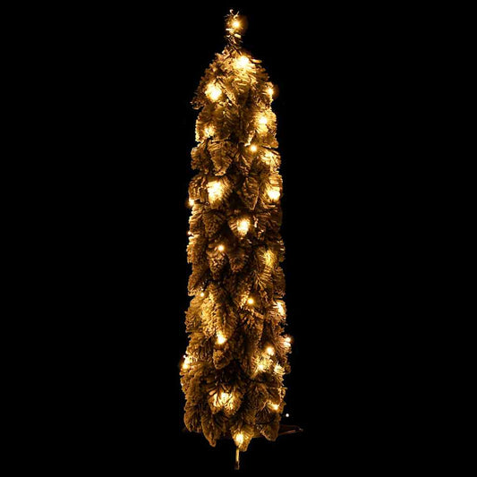 Albero di Natale Artificiale con 30 LED e Neve Floccata 60 cm