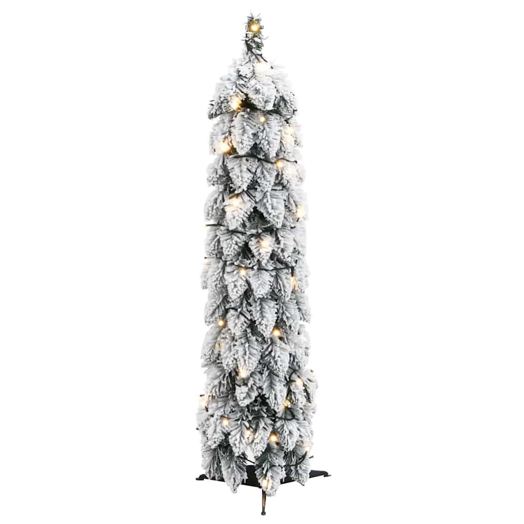 Albero di Natale Artificiale con 45 LED e Neve Floccata 90 cm