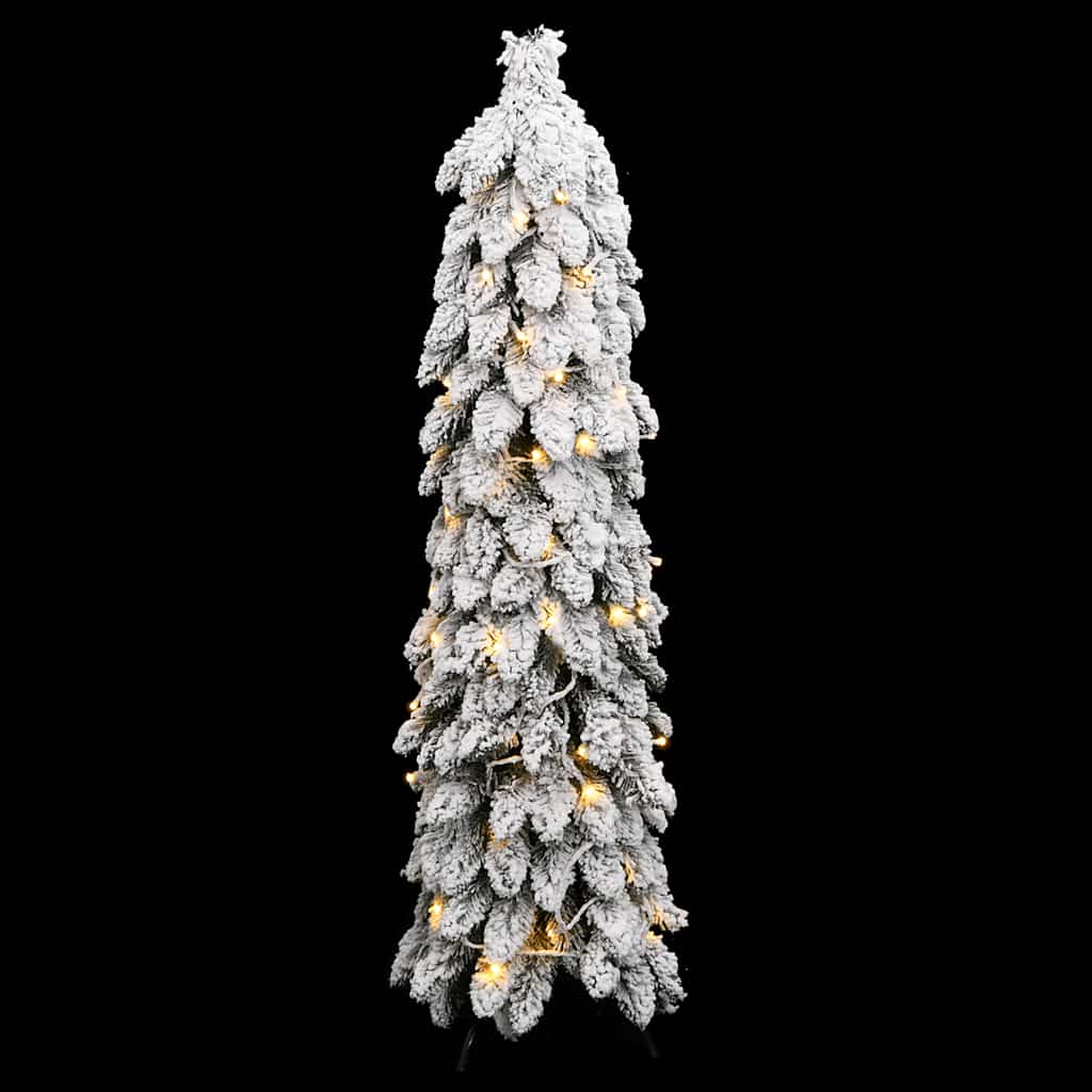 Albero di Natale Artificiale con 60 LED e Neve Floccata 120 cm