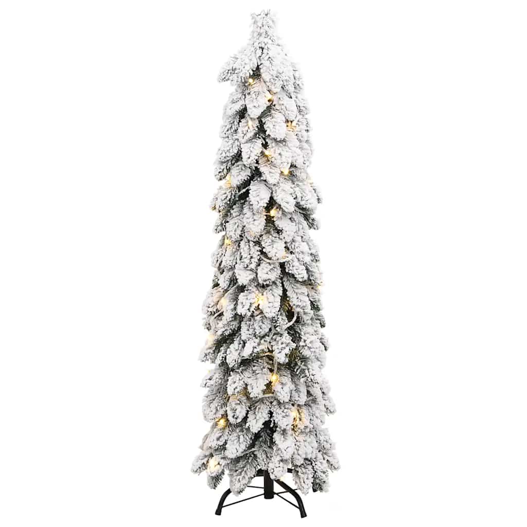 Albero di Natale Artificiale con 60 LED e Neve Floccata 120 cm