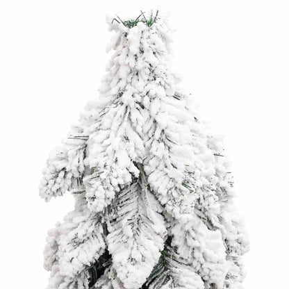 Albero di Natale Artificiale con 60 LED e Neve Floccata 120 cm