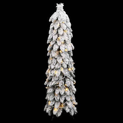 Albero di Natale Artificiale con 80 LED e Neve Floccata 150 cm