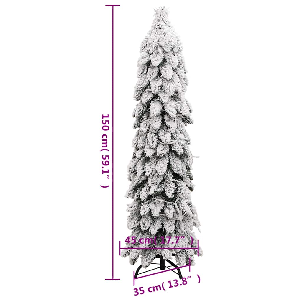 Albero di Natale Artificiale con 80 LED e Neve Floccata 150 cm