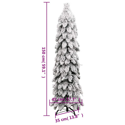 Albero di Natale Artificiale con 80 LED e Neve Floccata 150 cm