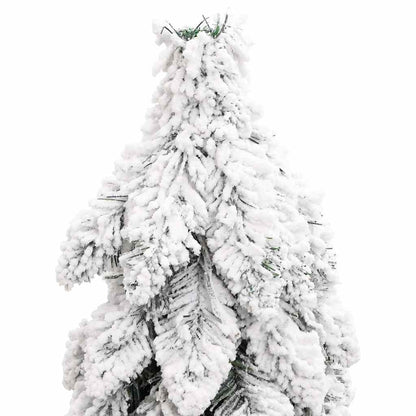 Albero di Natale Artificiale con 80 LED e Neve Floccata 150 cm