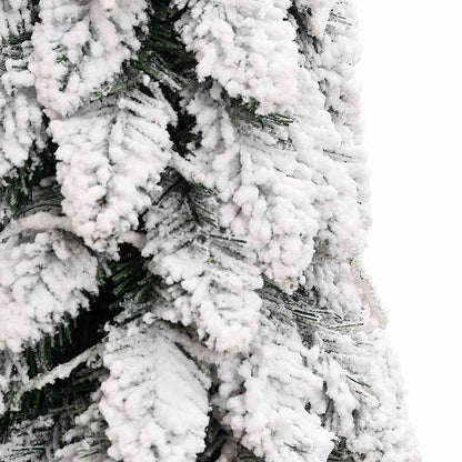 Albero di Natale Artificiale con 80 LED e Neve Floccata 150 cm