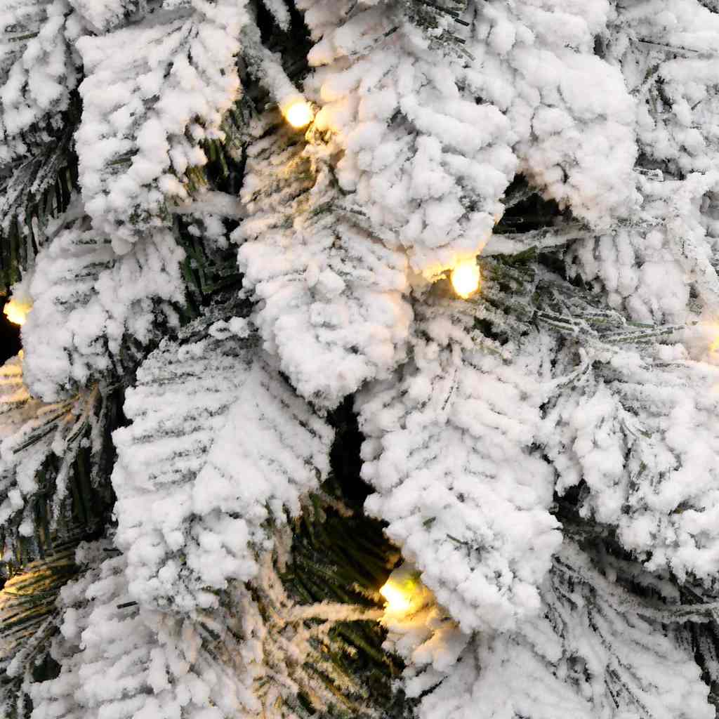 Albero di Natale Artificiale con 80 LED e Neve Floccata 150 cm