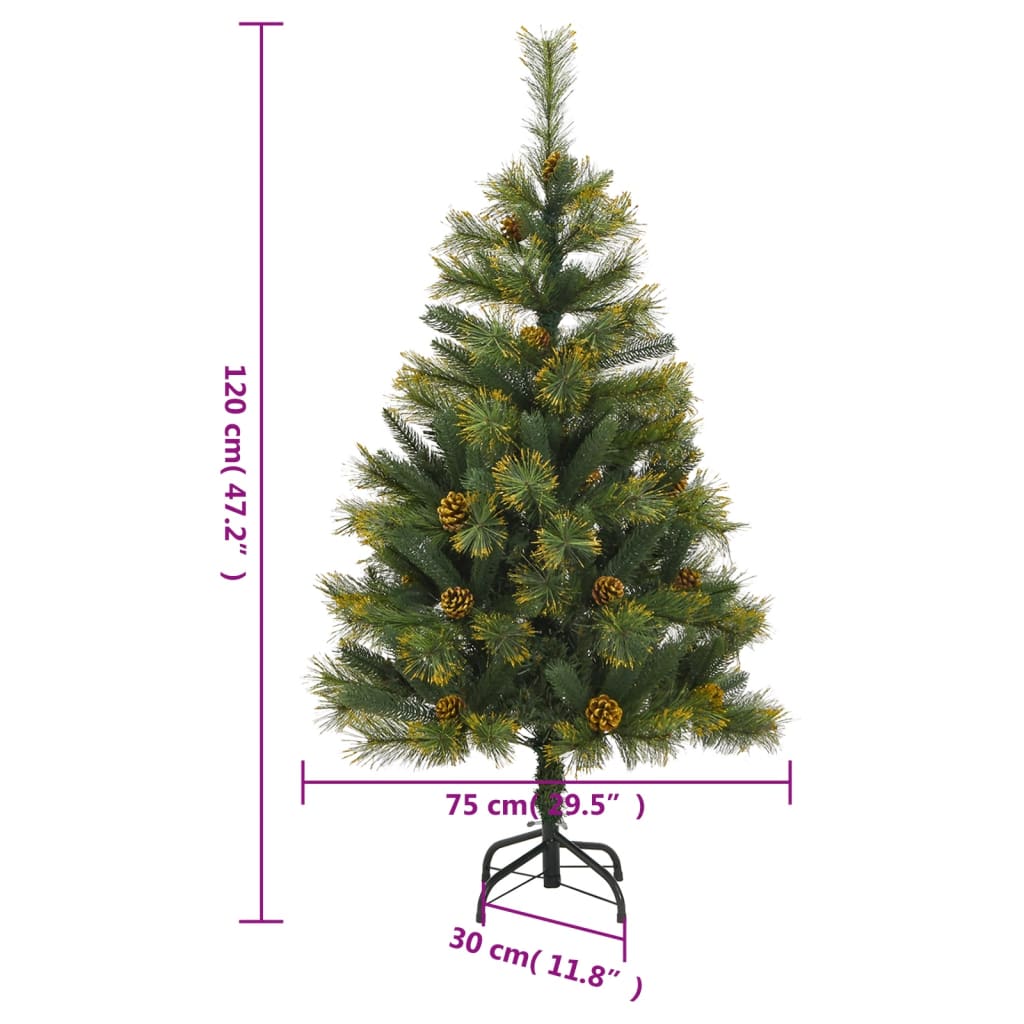 Albero di Natale Artificiale Incernierato con Pigne 120 cm - homemem39