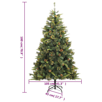 Albero di Natale Artificiale Incernierato con Pigne 180 cm