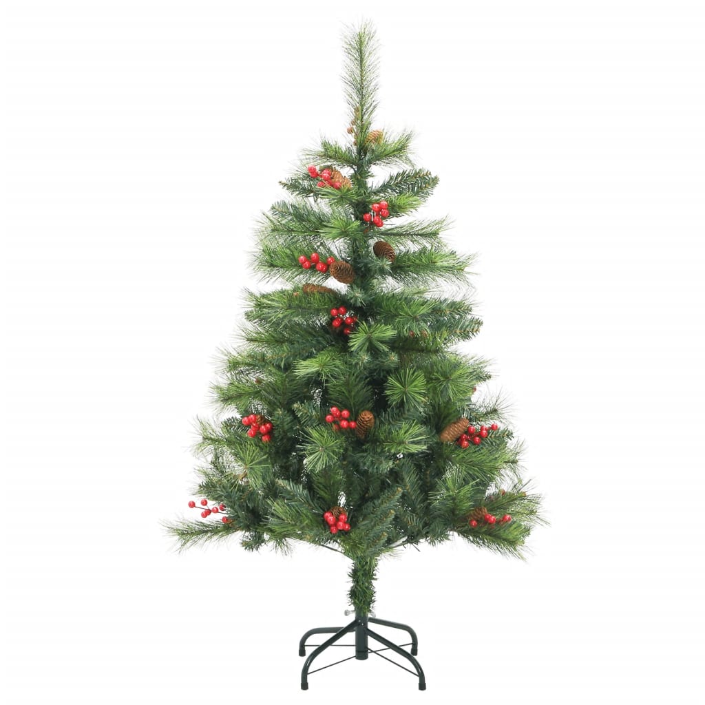 Albero Natale Artificiale Incernierato con Pigne e Bacche 150cm