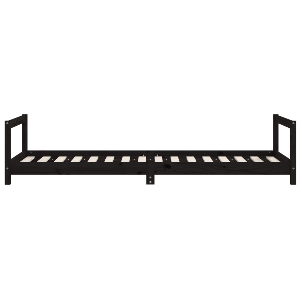 Giroletto per Bambini Nero 90x200 cm in Legno Massello di Pino - homemem39