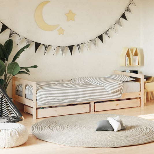 Giroletto Bambini con Cassetti 80x200 cm Legno Massello di Pino - homemem39