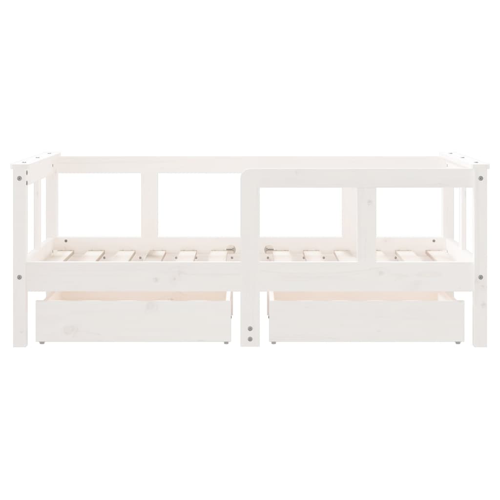 Giroletto Bambini con Cassetti Bianco 70x140cm Massello di Pino - homemem39