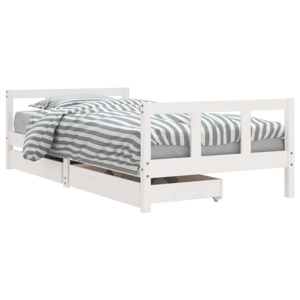 Giroletto Bambini con Cassetti Bianco 90x190 cm Massello Pino - homemem39