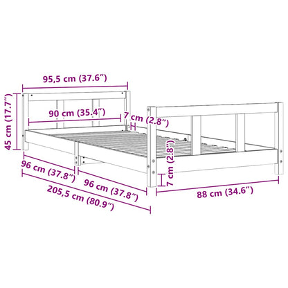 Giroletto per Bambini 90x200 cm in Legno Massello di Pino