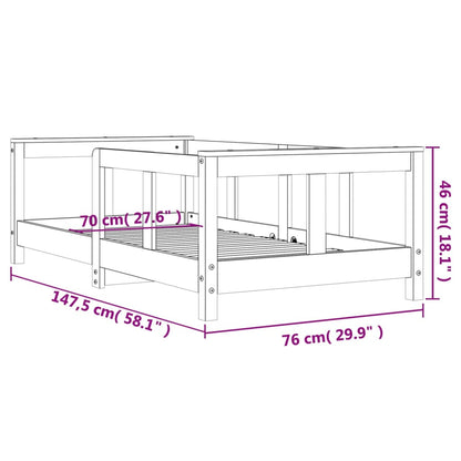Giroletto per Bambini Bianco 70x140cm in Legno Massello di Pino - homemem39