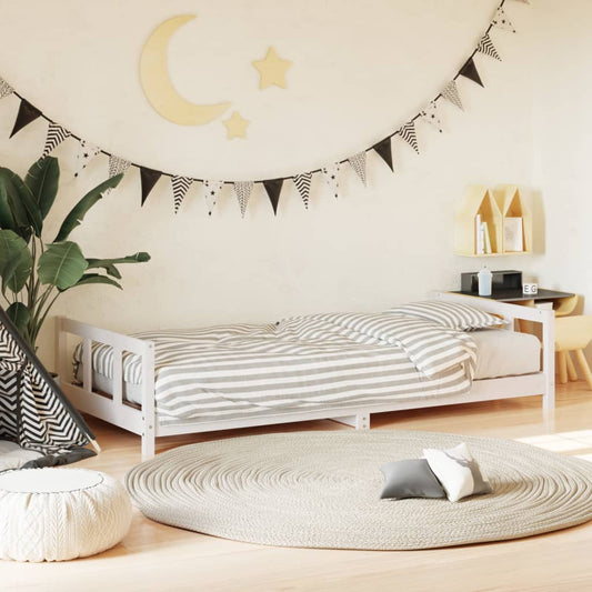 Giroletto per Bambini Bianco 90x190cm in Legno Massello di Pino - homemem39