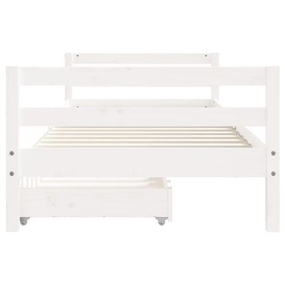 Giroletto Bambini con Cassetti Bianco 80x200cm Massello di Pino - homemem39