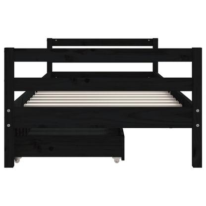 Giroletto Bambini con Cassetti Nero 80x200cm Massello di Pino - homemem39