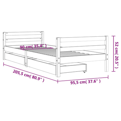 Giroletto Bambini con Cassetti 90x200 cm Legno Massello di Pino - homemem39