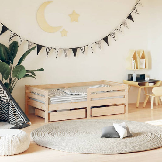 Giroletto Bambini con Cassetti 70x140 cm Legno Massello di Pino - homemem39