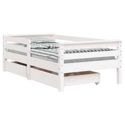 Giroletto Bambini con Cassetti Bianco 70x140cm Massello di Pino - homemem39