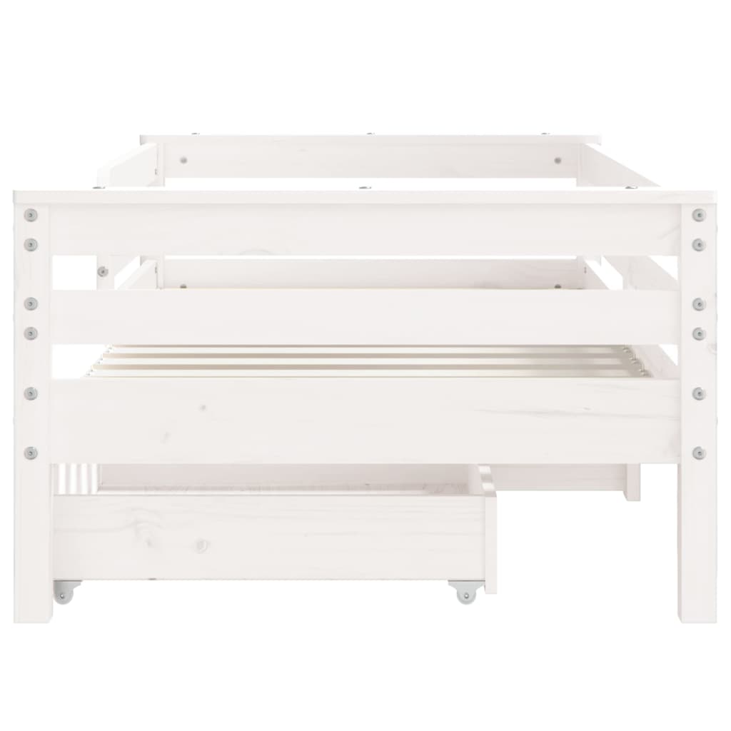 Giroletto Bambini con Cassetti Bianco 70x140cm Massello di Pino - homemem39