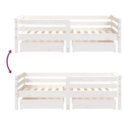 Giroletto Bambini con Cassetti Bianco 70x140cm Massello di Pino - homemem39