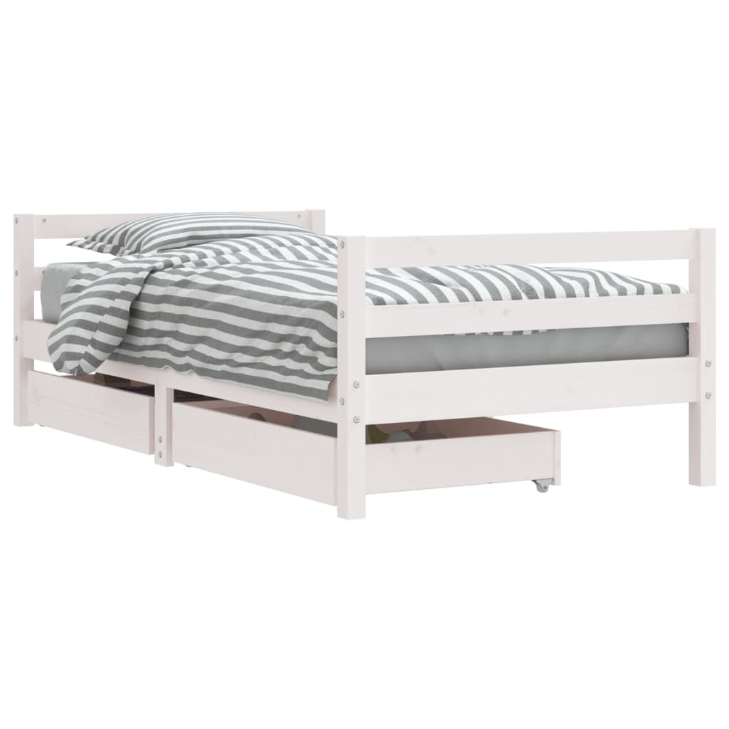 Giroletto Bambini con Cassetti Bianco 80x160 cm Massello Pino - homemem39