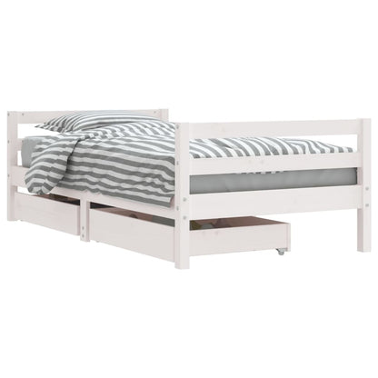 Giroletto Bambini con Cassetti Bianco 80x160 cm Massello Pino - homemem39