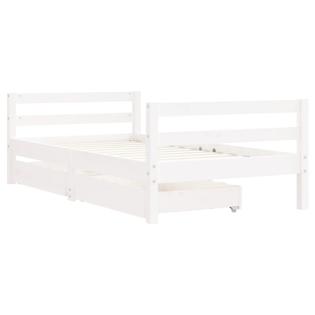 Giroletto Bambini con Cassetti Bianco 80x160 cm Massello Pino - homemem39