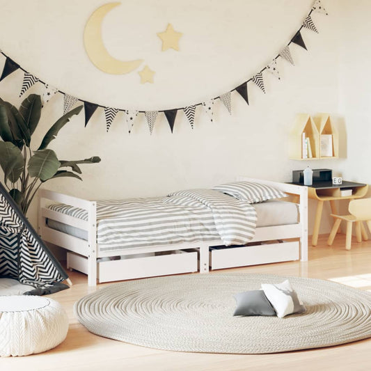 Giroletto Bambini con Cassetti Bianco 80x160 cm Massello Pino - homemem39
