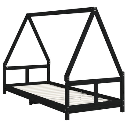 Giroletto per Bambini Nero 80x200 cm in Legno Massello di Pino - homemem39