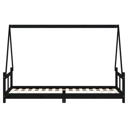 Giroletto per Bambini Nero 80x200 cm in Legno Massello di Pino - homemem39