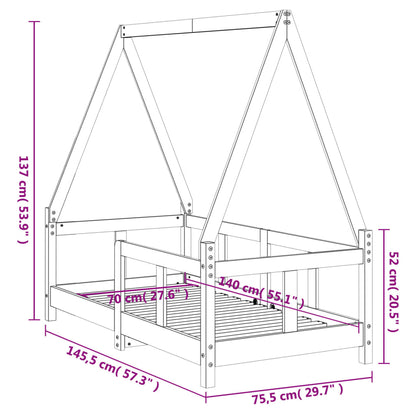 Giroletto per Bambini 70x140 cm in Legno Massello di Pino - homemem39