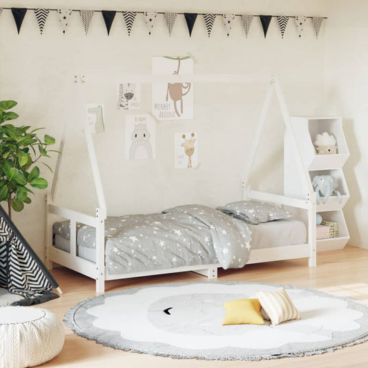 Giroletto per Bambini Bianco 80x160cm in Legno Massello di Pino - homemem39