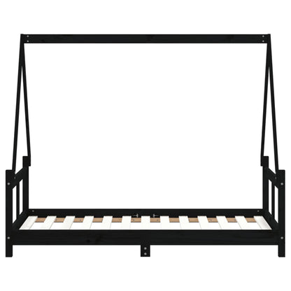 Giroletto per Bambini Nero 80x160 cm in Legno Massello di Pino - homemem39