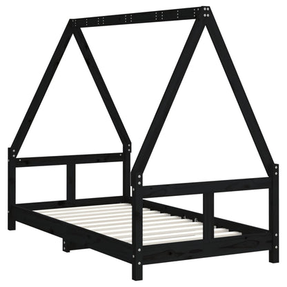 Giroletto per Bambini Nero 80x160 cm in Legno Massello di Pino - homemem39