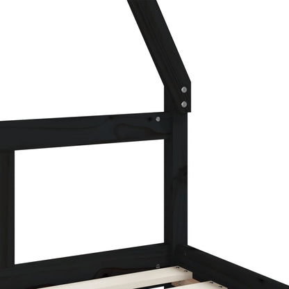 Giroletto per Bambini Nero 80x160 cm in Legno Massello di Pino - homemem39