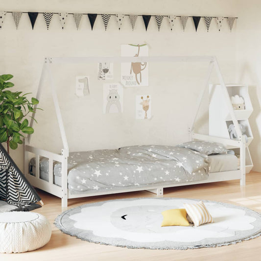 Giroletto per Bambini Bianco 90x190cm in Legno Massello di Pino - homemem39