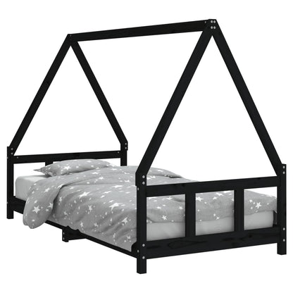 Giroletto per Bambini Nero 90x190 cm in Legno Massello di Pino - homemem39