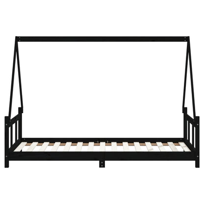 Giroletto per Bambini Nero 90x190 cm in Legno Massello di Pino - homemem39