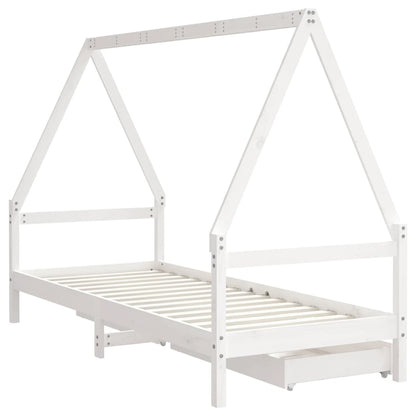 Giroletto Bambini con Cassetti Bianco 80x200cm Massello di Pino - homemem39