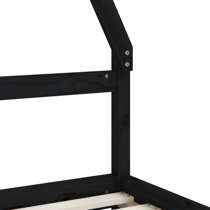 Giroletto Bambini con Cassetti Nero 80x200cm Massello di Pino - homemem39