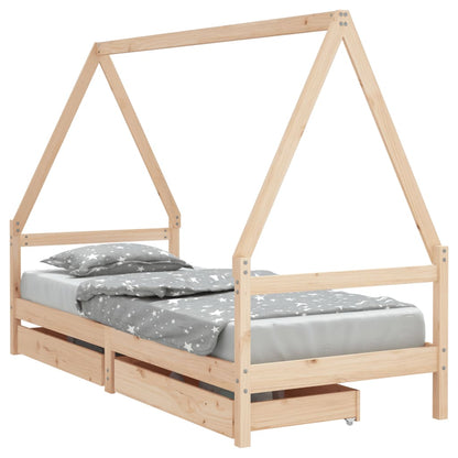 Giroletto Bambini con Cassetti 90x200 cm Legno Massello di Pino - homemem39