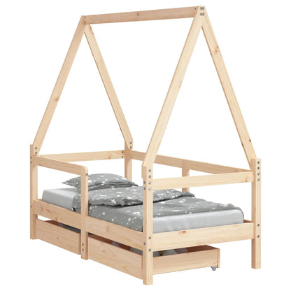 Giroletto Bambini con Cassetti 70x140 cm Legno Massello di Pino - homemem39