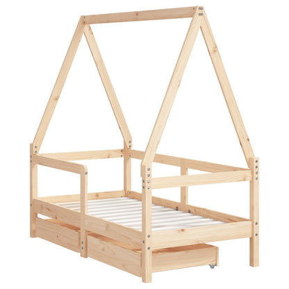 Giroletto Bambini con Cassetti 70x140 cm Legno Massello di Pino - homemem39